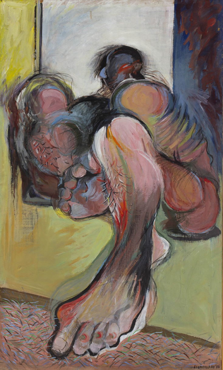 Μαρία Κτιστοπούλου, αναφορά στον Francis Bacon, 1986, μικτή τεχνική, 176Χ102 εκ.