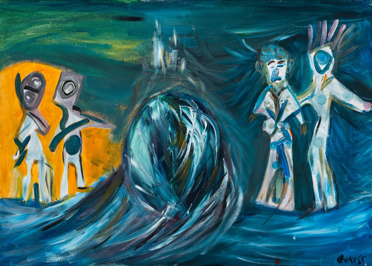 Έργο του Λάκη Λαζόπουλου στην έκθεση «Μάτια χωριστά κλειστά»