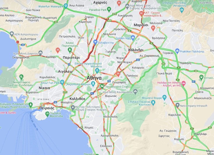 Μποτιλιάρισμα τώρα σε Λ. Κηφισού, Παραλιακή και Μεσογείων