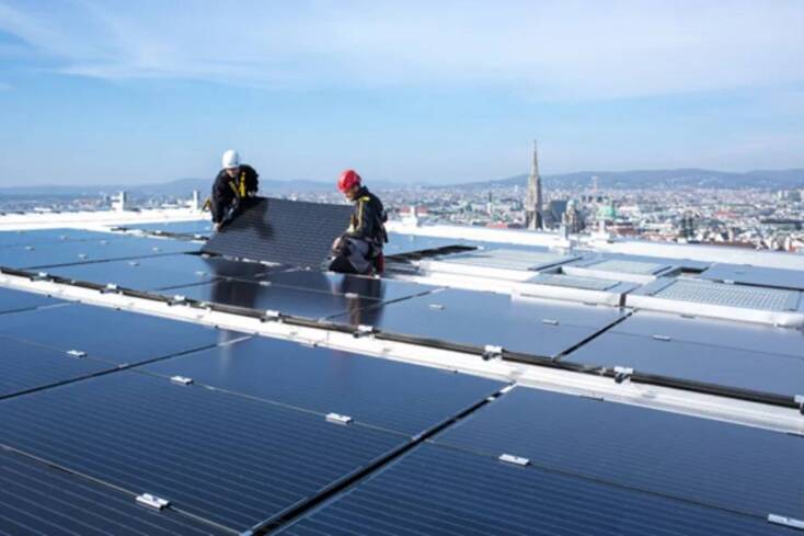 Εγκατάσταση Φ/Β σε οριζόντια επιφάνεια κτιρίου στη Βιέννη. © Wien Energie