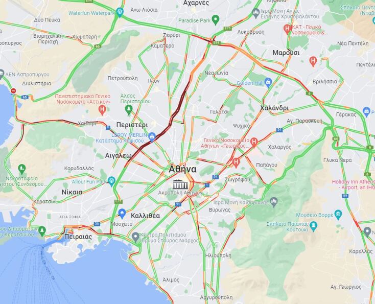 Σημειωτόν η κίνηση σε Κηφισό και Λεωφόρο Αθηνών