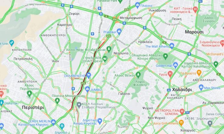 Ανατροπή νταλίκας στον Κηφισό - Μποτιλιάρισμα στο ρεύμα προς Πειραιά