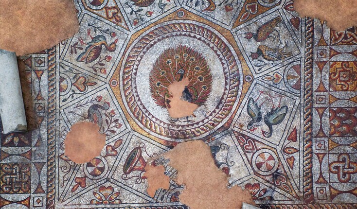 Άποψη από τα ψηφιδωτά στην Αρχαία Βασιλική Επισκοπή στη Φιλιππούπολη