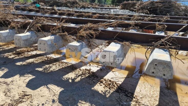 Ρημαγμένο το σιδηροδρομικό δίκτυο Λάρισας-Βόλου μετά την κακοκαιρία Daniel