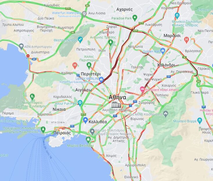 Σε ρυθμούς φθινοπώρου η Αθήνα - Κυκλοφοριακό κομφούζιο στους περισσότερους δρόμους της Αττικής