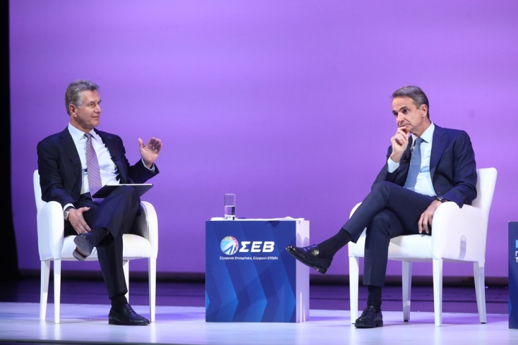 Δημήτρης Παπαλεξόπουλος και Κυριάκος Μητσοτάκης στην εκδήλωση του ΣΕΒ