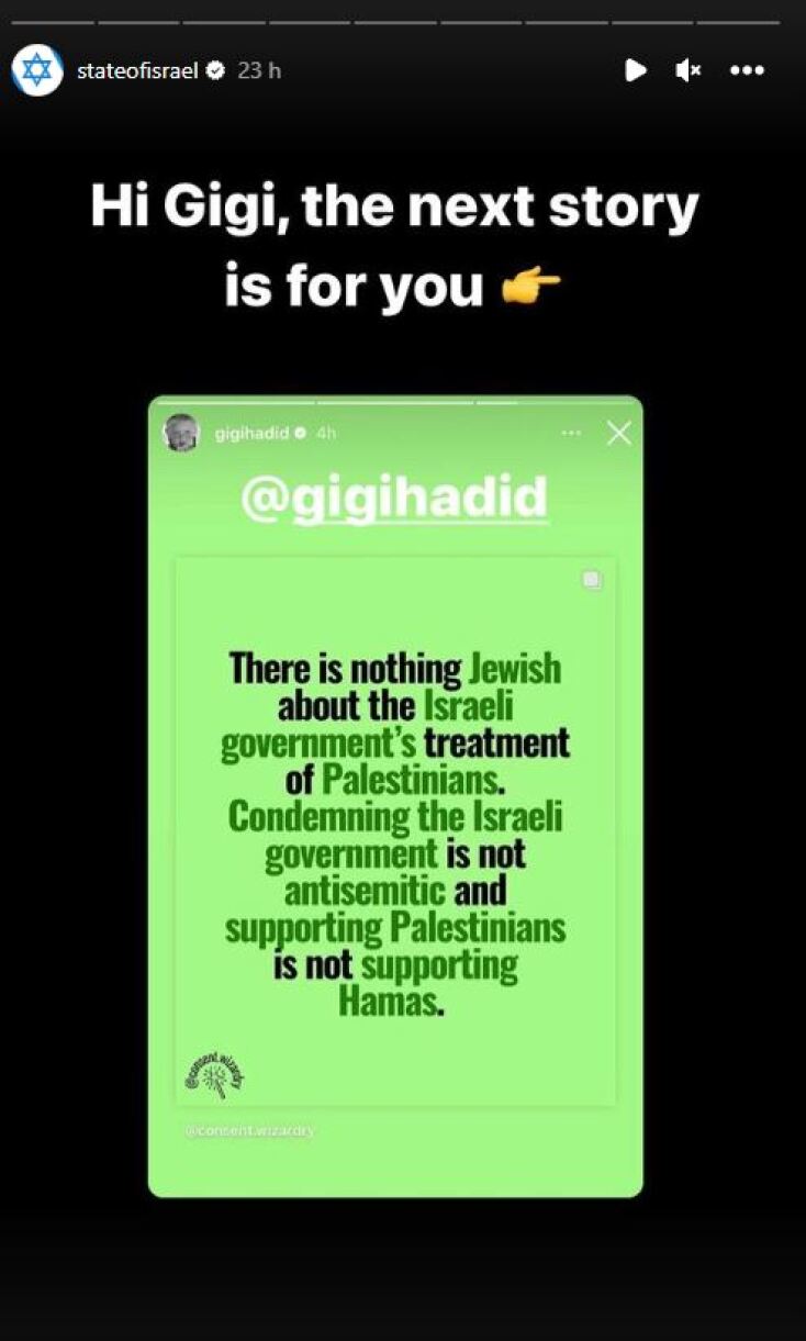 Ισραήλ σε Τζίτζι Χαντίντ: «Κάνεις τα στραβά μάτια στα σφαγμένα μωρά;»