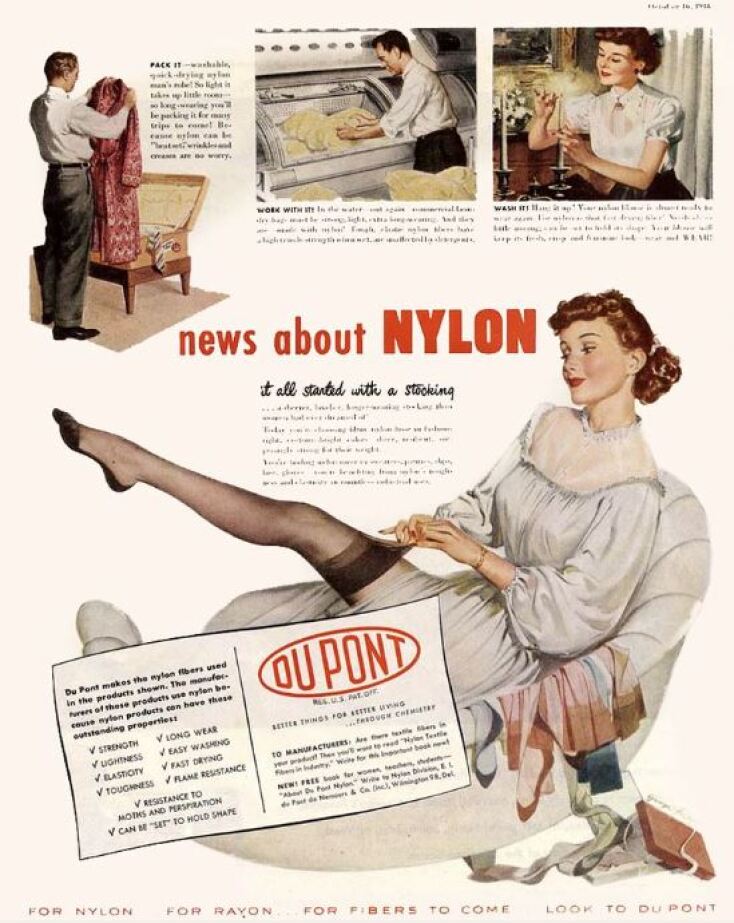 Το πιο γνωστό προϊόν του νάιλον κυκλοφόρησε το 1939, όταν στις ΗΠΑ άρχισαν να πωλούνται καλσόν νάιλον αντί 1,15-1,135 δολαρίων το καθένα