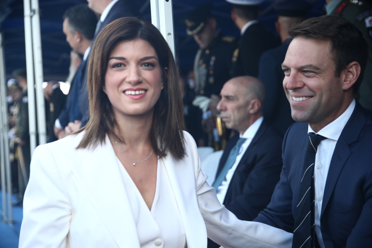 Ο Στ. Κασσελάκης με την Κ. Νοτοπούλου - Δίπλα του, ο Ν. Ανδρουλάκης