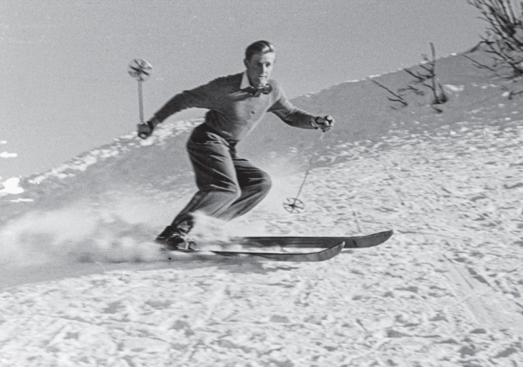 Ο Ντέιβιντ σε αγώνα σκι κατάβασης. «Πήρα μέρος στους Αγώνες Σκι του Λάουμπερχορν όταν ήμουν ένας αναθεματισμένος Άγγλος ηλίθιος και λίγο έλειψε να σκοτωθώ»