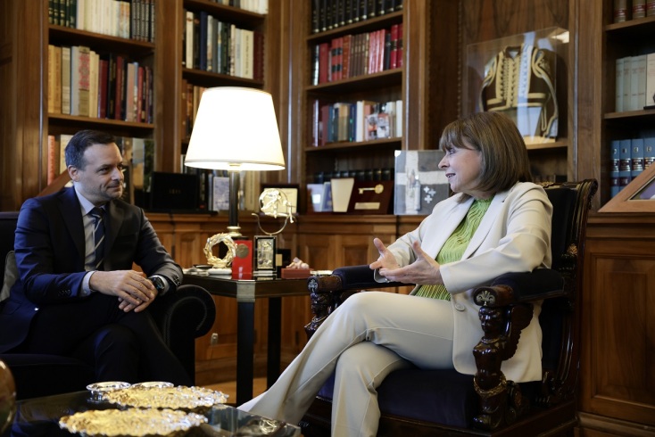 Κατερίνα Σακελλαροπούλου: Συνάντηση με τον νεοεκλεγέντα δήμαρχο Αθηναίων, Χάρη Δούκα - Παρουσίασε στην Πρόεδρο της Δημοκρατίας τις προτάσεις του για την πόλη.