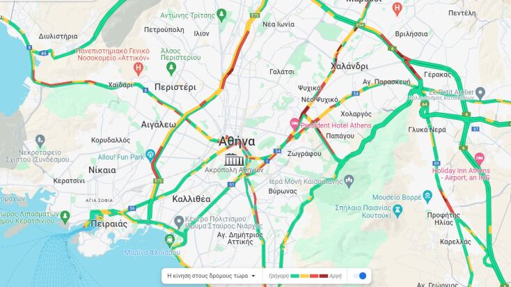 Στο «κόκκινο» ο Κηφισός από το πρωί - Καθυστερήσεις και στην Περιφερειακή Υμηττού