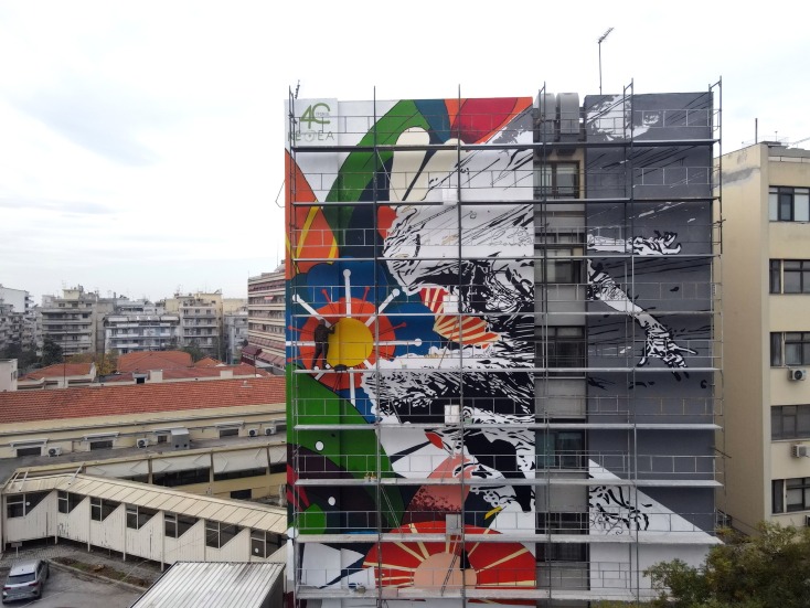 Θεσσαλονίκη: Μια τοιχογραφία κατά των εξαρτήσεων από το ΚΕΘΕΑ ΙΘΑΚΗ στο Ιπποκράτειο νοσοκομείο - Έργο του street artist Same84 και της UrbanAct.