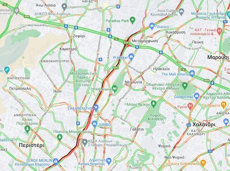 Καραμπόλα στην κάθοδο του Κηφισού απέναντι από τα ΚΤΕΛ