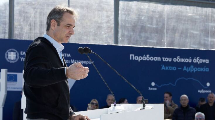 O Κυριάκος Μητσοτάκης στα εγκαίνια για τον αυτοκινητόδρομο Άκτιο - Αμβρακία