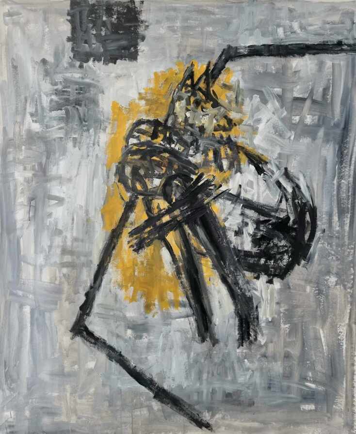 "Humans", acrylics on muslin ,140 x 150cm, 2023