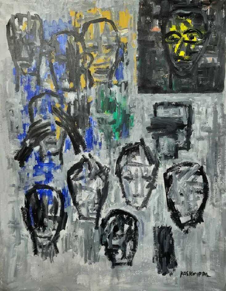 Heads, acrylics on canvas, 140 x 125 cm, 2024