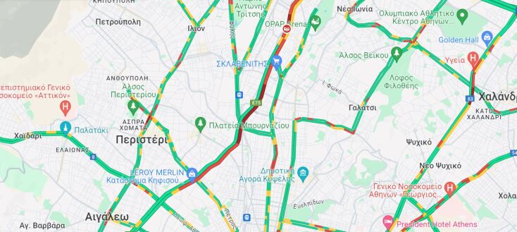 Στο «κόκκινο» οι κεντρικοί οδικοί άξονες του λεκανοπεδίου λόγω της απεργίας