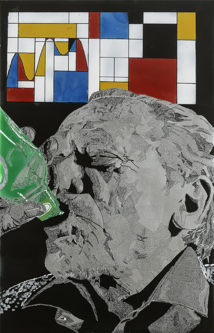 Charles Bukowski In front of the Mondrian