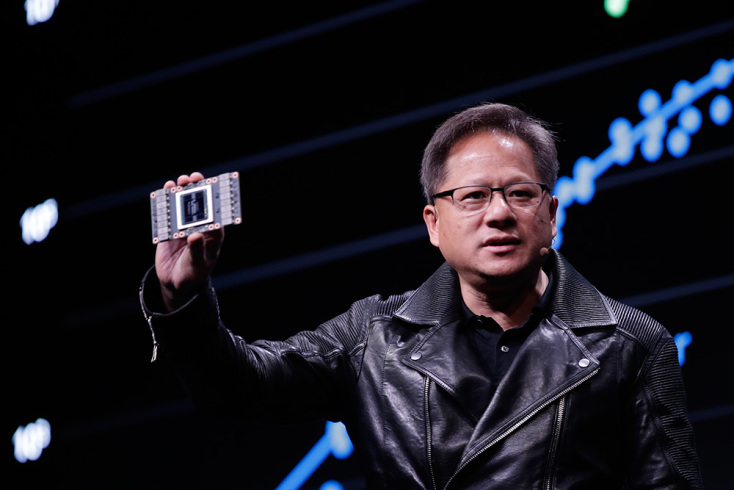 Ο Jensen Huang στο GPU Technology Conference, το 2018 © EPA/RITCHIE B. TONGO