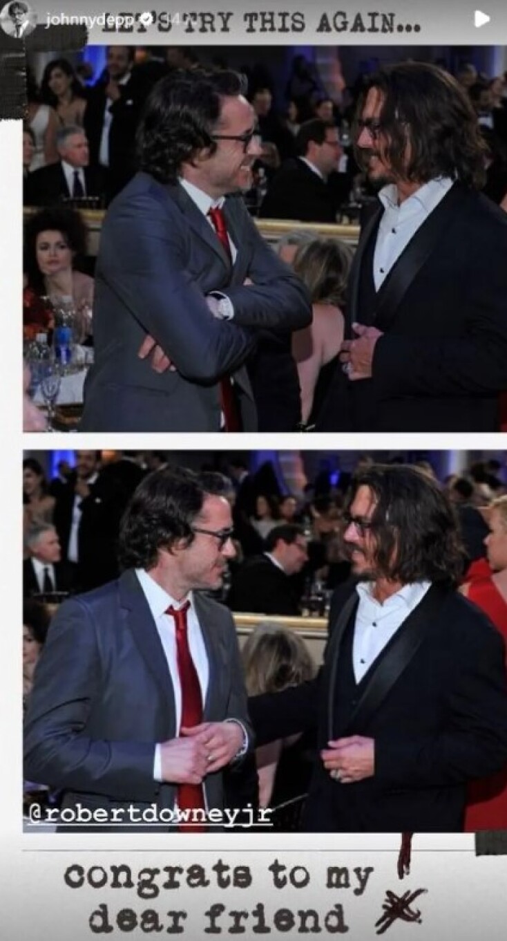 Ο Τζόνι Ντεπ συνεχάρη τον Ρόμπερτ Ντάουνι Tζούνιορ για το πρώτο του Όσκαρ