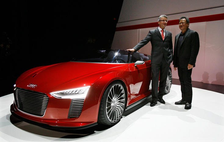 Ο Πρόεδρος του Διοικητικού Συμβουλίου της Audi AG, Rupert Stadler, με τον ιδρυτή και διευθύνοντα σύμβουλο της Nvivdia, Jensen Huang  στην Έκθεση Consumer Electronics 2011 (CES)