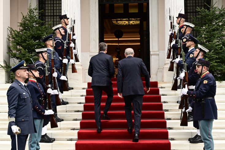 Ο Κυριάκος Μητσοτάκης και ο Ρετζέπ Ταγίπ Ερντογάν στην Αθήνα