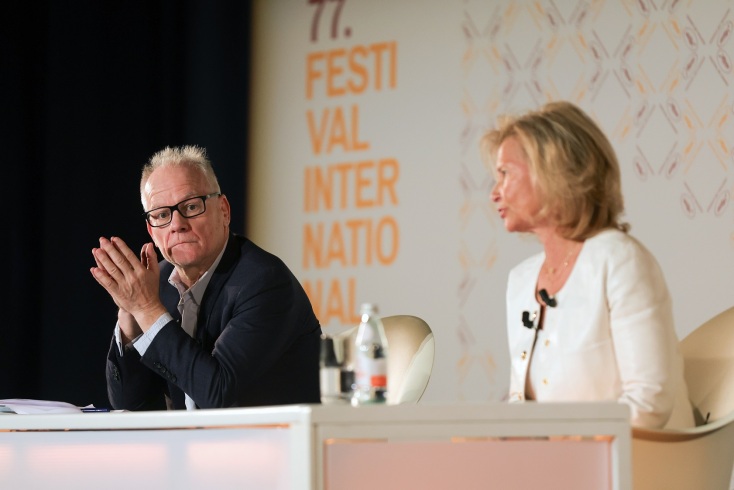 ο καλλιτεχνικός διευθυντής του Φεστιβάλ Καννών Τιερί Φρεμό και η πρόεδρος Ίρις Κνόμπλοχ