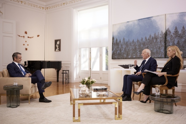 Ο Κυριάκος Μητσοτάκης με τον Γιώργο Παπαδάκη και τη Μαρία Αναστασοπούλου