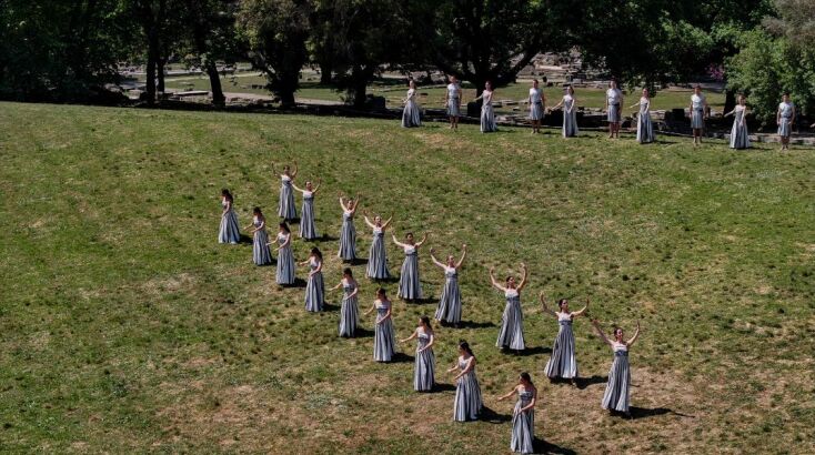 Εντυπωσιακές εικόνες από την πρόβα της τελετής αφής της Ολυμπιακής Φλόγας στην Αρχαία Ολυμπία 