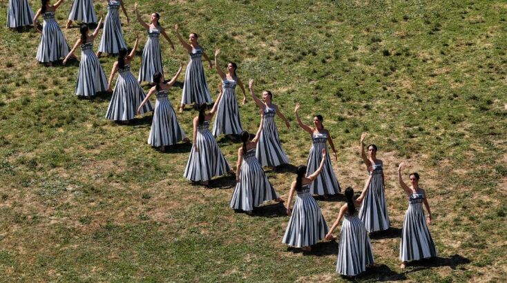 Εντυπωσιακές εικόνες από την πρόβα της τελετής αφής της Ολυμπιακής Φλόγας στην Αρχαία Ολυμπία 