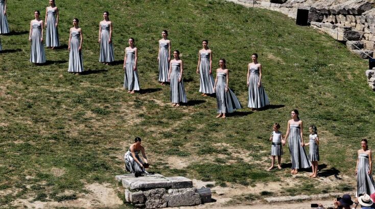 Εντυπωσιακές εικόνες από την πρόβα της τελετής αφής της Ολυμπιακής Φλόγας στην Αρχαία Ολυμπία 