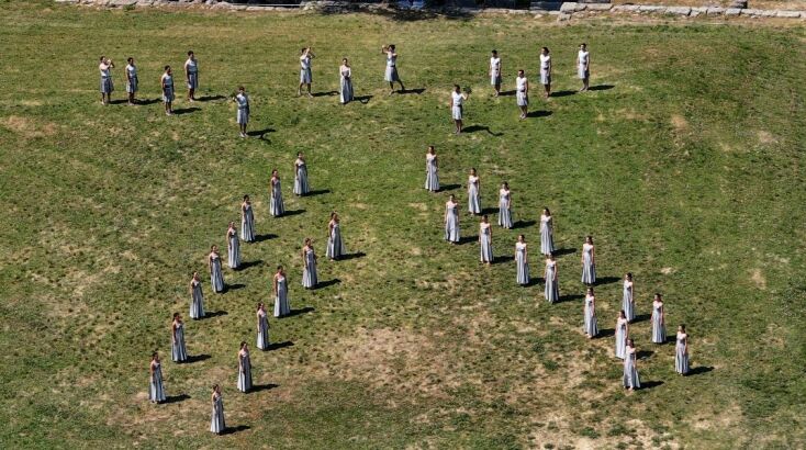 Εντυπωσιακές εικόνες από την πρόβα της τελετής αφής της Ολυμπιακής Φλόγας στην Αρχαία Ολυμπία 