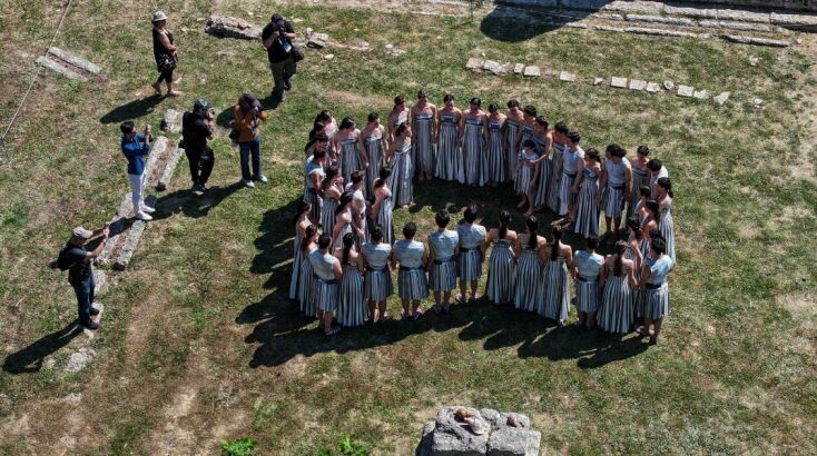 Εντυπωσιακές εικόνες από την πρόβα της τελετής αφής της Ολυμπιακής Φλόγας στην Αρχαία Ολυμπία 