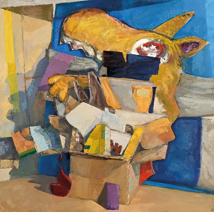 Μανώλης Φωτεινός «Κουτί», λάδι σε καμβά, 62,5 Χ 62,5 εκ.