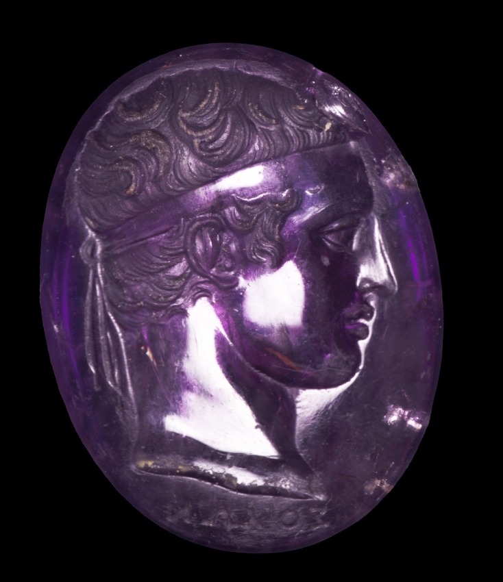 Σφραγιδόλιθος από αμέθυστο με ανδρική κεφαλή (Ρωμαϊκή περίοδος)