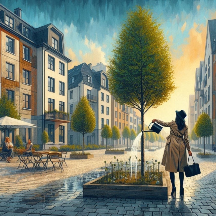 Ποτίζοντας τα δέντρα της γειτονιάς μου