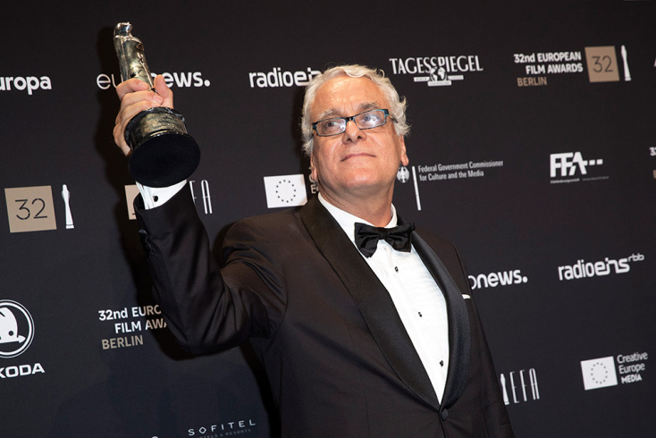 Ο Γιώργος Μαυροψαρίδης στα 32α Βραβεία Ευρωπαϊκού Κινηματογράφου © EPA/HAYOUNG JEON