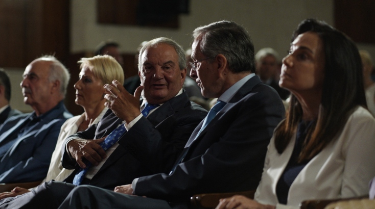 Αντώνης Σαμαράς και Κώστας Καραμανλής στο Πολεμικό Μουσείο