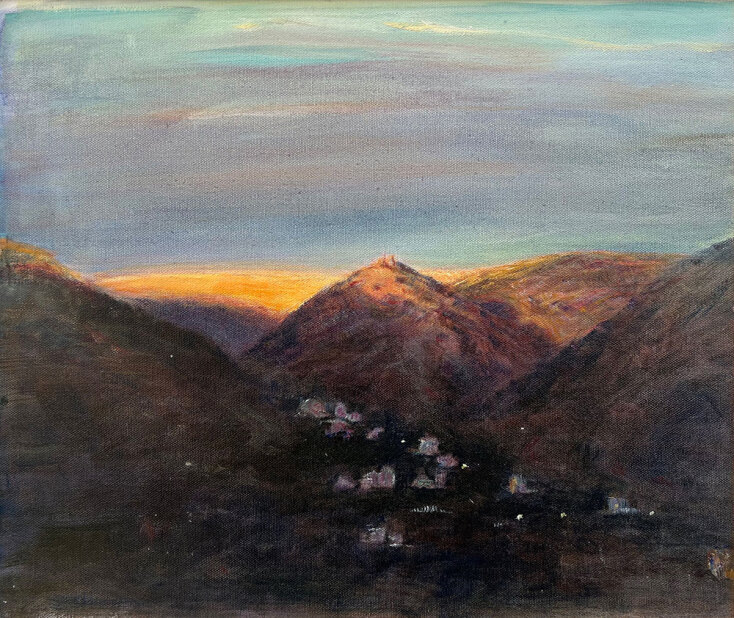 Όλγα Φεοχάρη, Δίπορο, 2018, λάδι σε καμβά, 34 x 41 cm