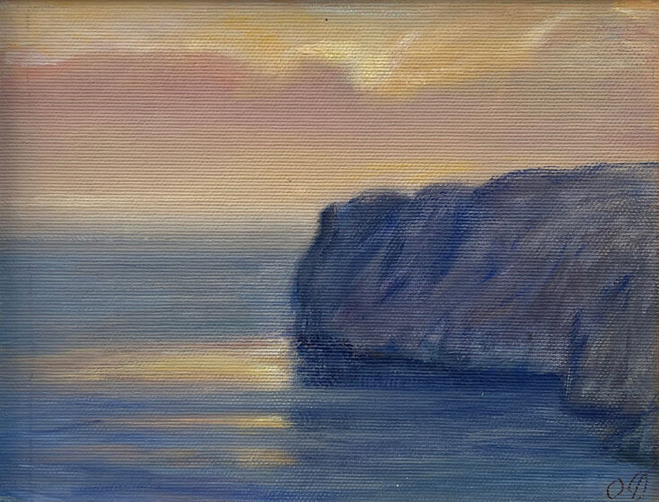 Όλγα Φεοχάρη, Χαράματα, 2022, λάδι σε καμβά, 12 x 18 cm