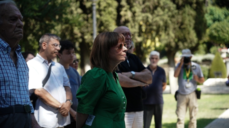 Η Πρόεδρος της Δημοκρατίας Κατερίνα Σακελλαροπούλου στην παρουσίαση της έκθεσης