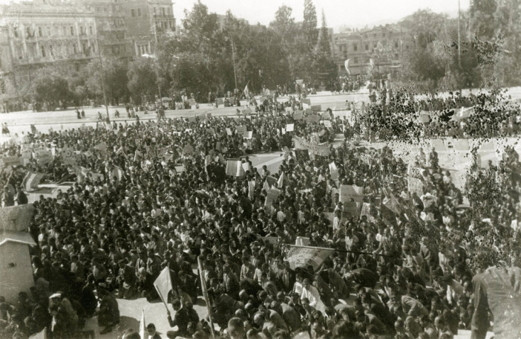 Αθήνα, Οκτώβριος 1944, Πανηγυρισμοί στην πλατεία Συντάγματος