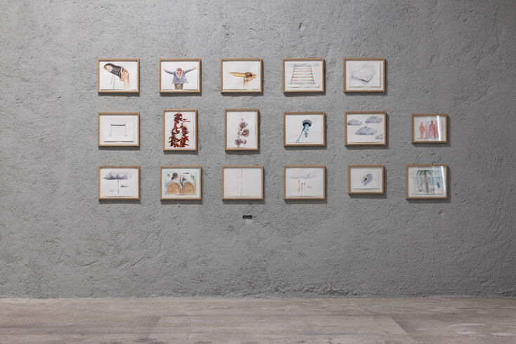 Taysir Batniji. Untitled [Delayed Reality], 2015-σε εξέλιξη. Σειρά σχεδίων σε κάδρο. Ακουαρέλα και μολύβι σε χαρτί © Ναταλία Τσουκαλά, ευγενική παραχώρηση ΝΕΟΝ 