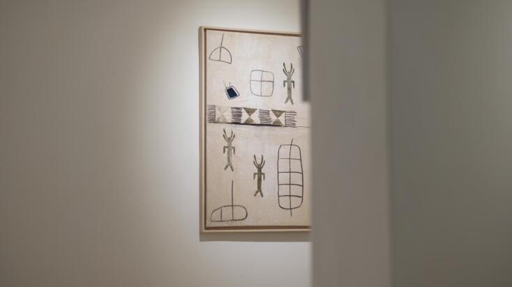 “Mandragora“: Oil paint and charcoal on weathered nepalese paper mounted on framed canvas, 70x95cm, 2016 