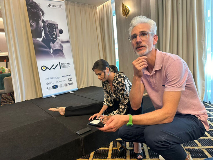 Ο Ludo Smolski, script doctor, σεναριογράφος και καθηγητής, με τη Χριστίνα Μητροπούλου, υπεύθυνη του The Owl