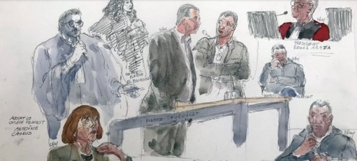 Σκίτσο από την ακροαματική διαδικασία της υπόθεσης Πελικό 