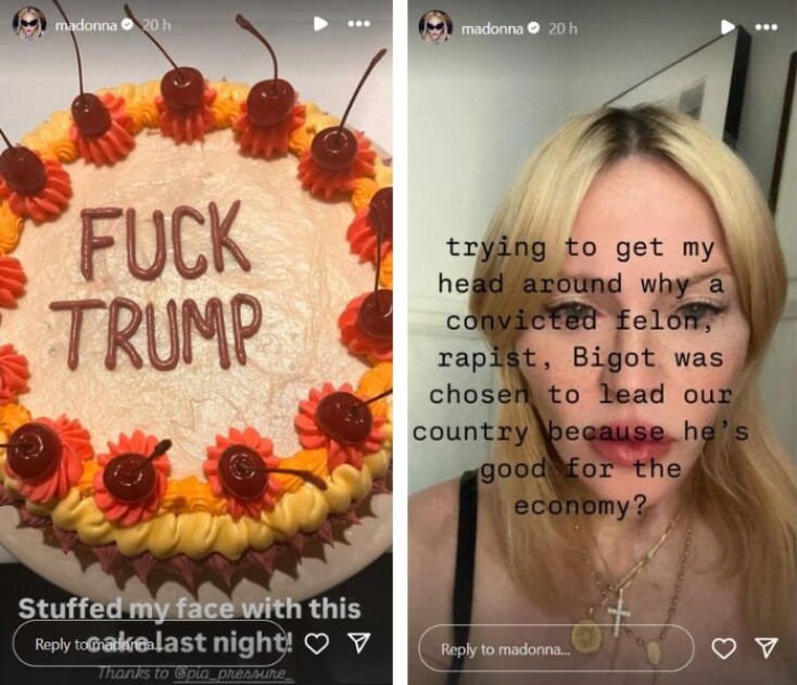 Η Μαντόνα θρηνεί για την επανεκλογή του «καταδικασμένου εγκληματία, βιαστή, μεγαλομανή» Ντόναλντ Τραμπ - H Μπίλι Άιλις εκφράζει επίσης την απογοήτευσή της.