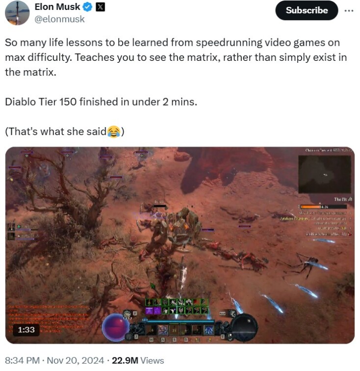 Η ανάρτηση του Έλον Μάσκ