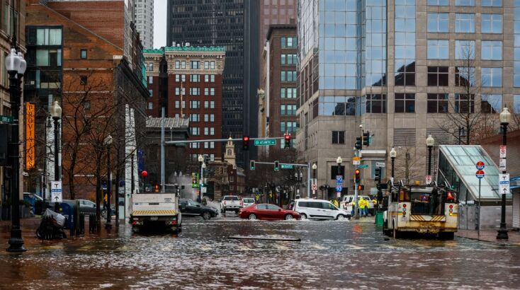 H Βοστόνη ήταν μια από τις πόλεις των ΗΠΑ που επλήγησαν από τις ισχυρές βροχοπτώσεις τον Ιανουάριο του 2024